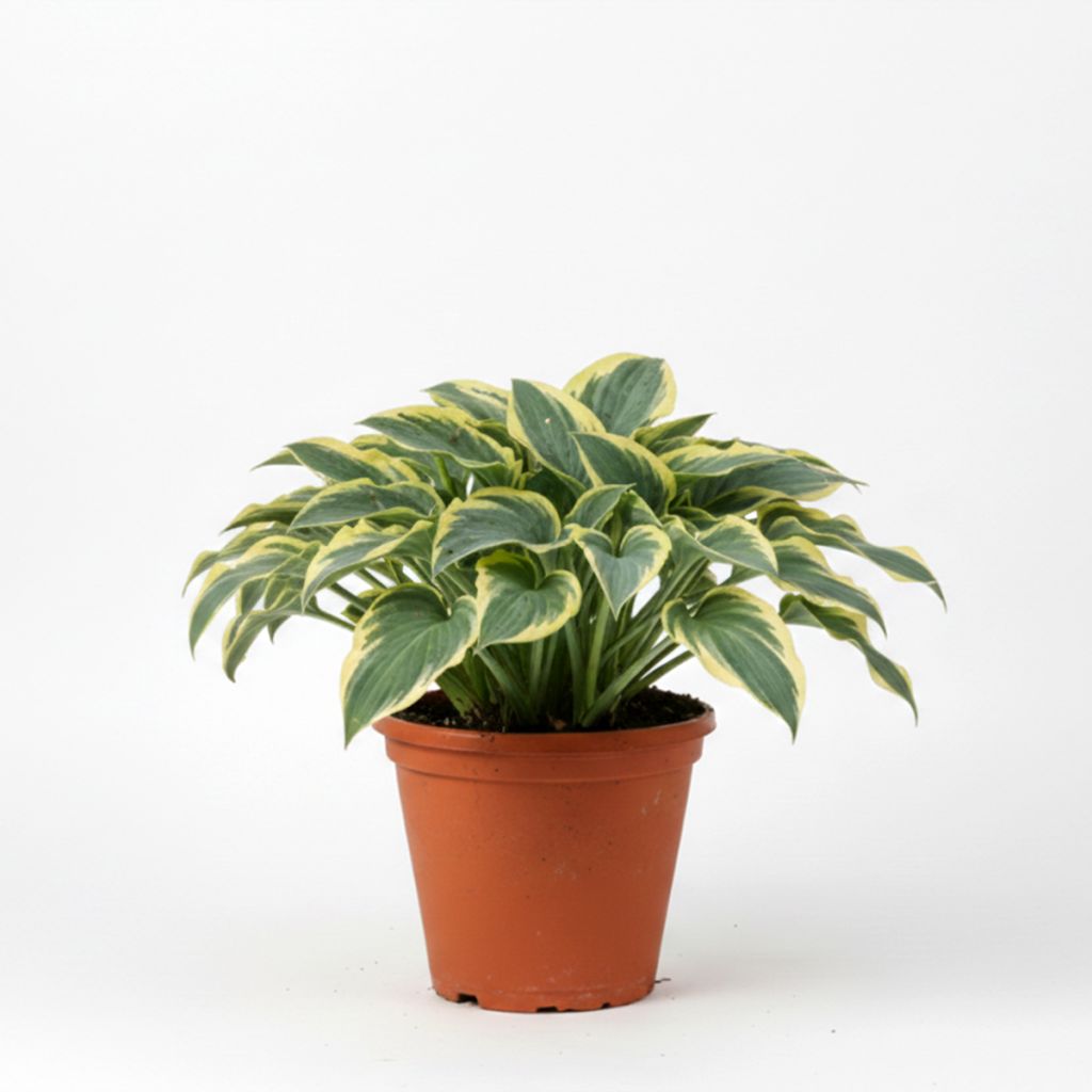 Hosta mauve, feuilles bleues bordées de crème